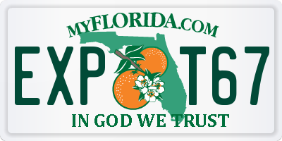 FL license plate EXPT67