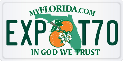 FL license plate EXPT70