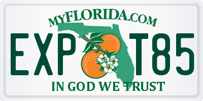 FL license plate EXPT85