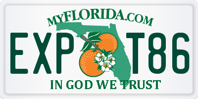 FL license plate EXPT86