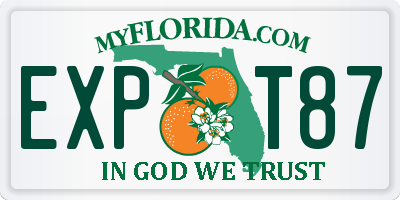 FL license plate EXPT87