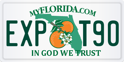 FL license plate EXPT90