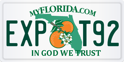 FL license plate EXPT92