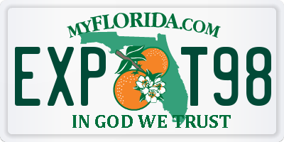 FL license plate EXPT98