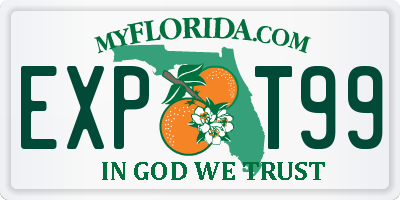 FL license plate EXPT99