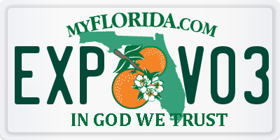 FL license plate EXPV03