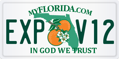 FL license plate EXPV12