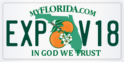 FL license plate EXPV18