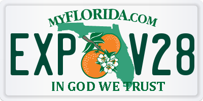 FL license plate EXPV28