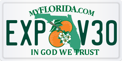 FL license plate EXPV30