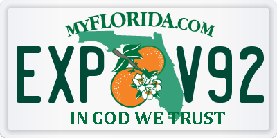 FL license plate EXPV92
