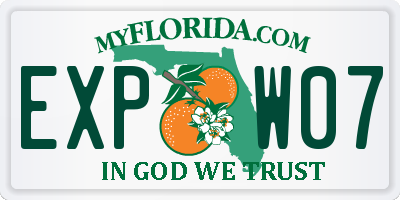FL license plate EXPW07