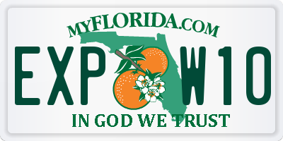 FL license plate EXPW10