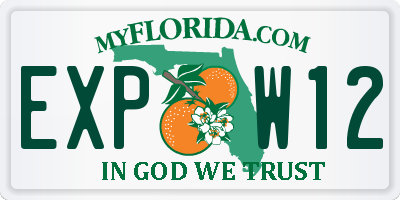 FL license plate EXPW12