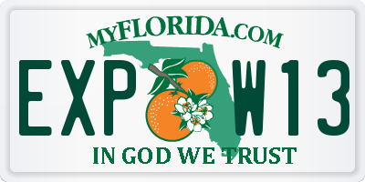 FL license plate EXPW13