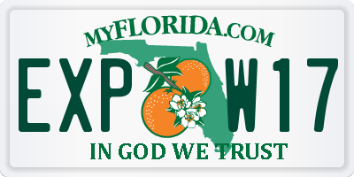 FL license plate EXPW17