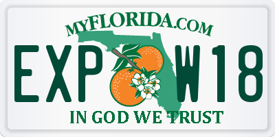 FL license plate EXPW18