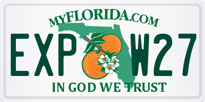FL license plate EXPW27