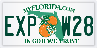FL license plate EXPW28