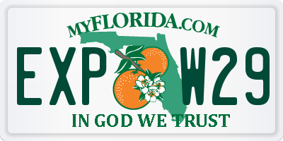 FL license plate EXPW29
