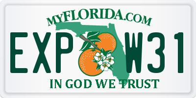 FL license plate EXPW31