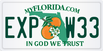FL license plate EXPW33