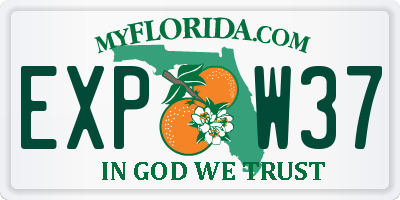 FL license plate EXPW37