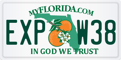 FL license plate EXPW38