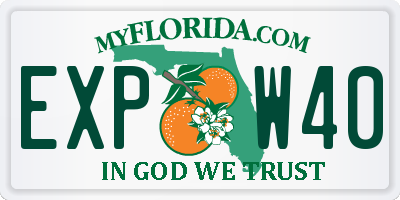 FL license plate EXPW40