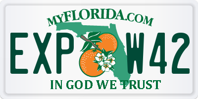 FL license plate EXPW42