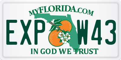 FL license plate EXPW43