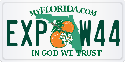 FL license plate EXPW44