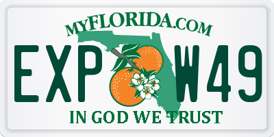 FL license plate EXPW49