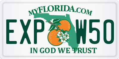 FL license plate EXPW50