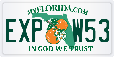 FL license plate EXPW53