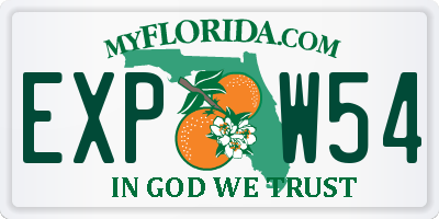 FL license plate EXPW54