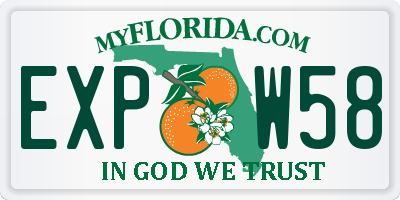 FL license plate EXPW58
