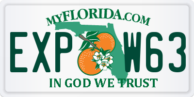 FL license plate EXPW63