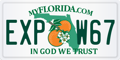 FL license plate EXPW67