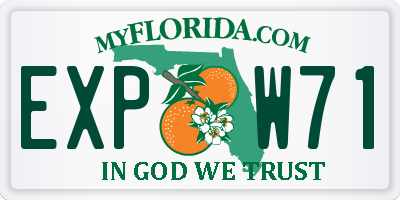 FL license plate EXPW71