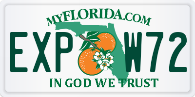FL license plate EXPW72