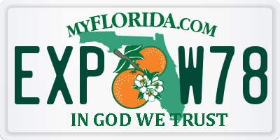 FL license plate EXPW78