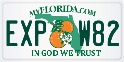 FL license plate EXPW82