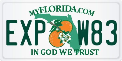 FL license plate EXPW83