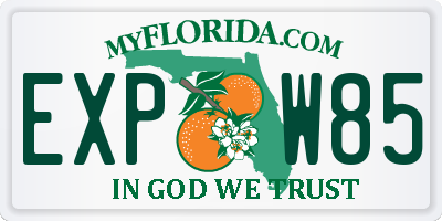 FL license plate EXPW85