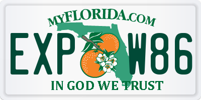 FL license plate EXPW86
