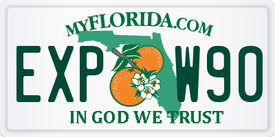 FL license plate EXPW90