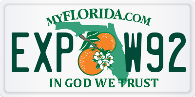 FL license plate EXPW92