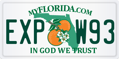 FL license plate EXPW93