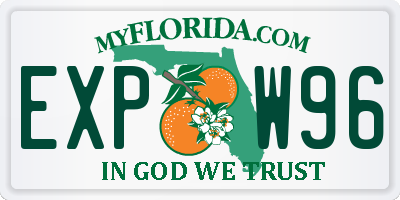FL license plate EXPW96